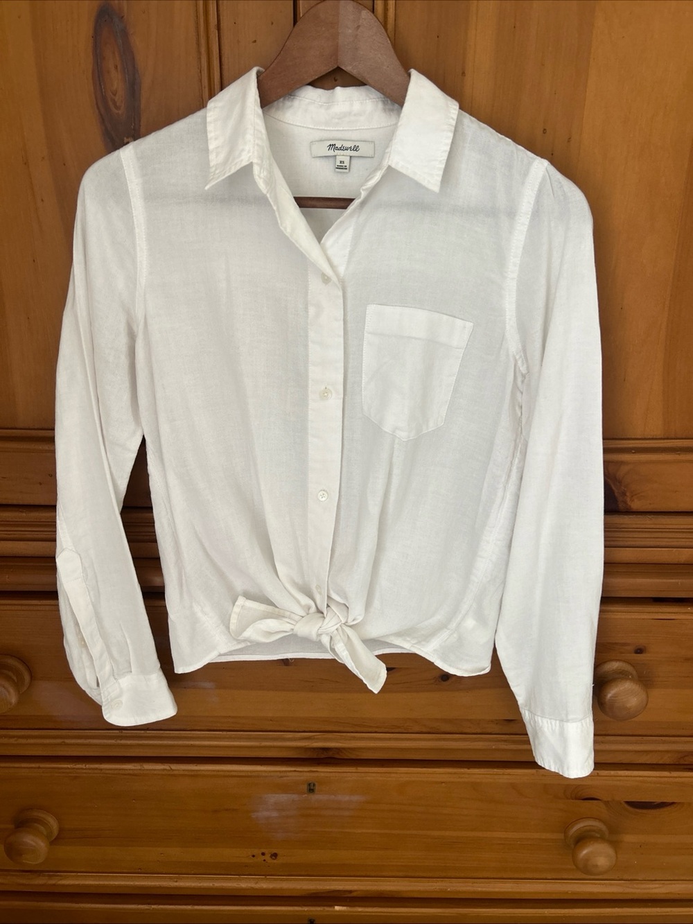 Madewell Cream Tie-Front Button-Down Shirt